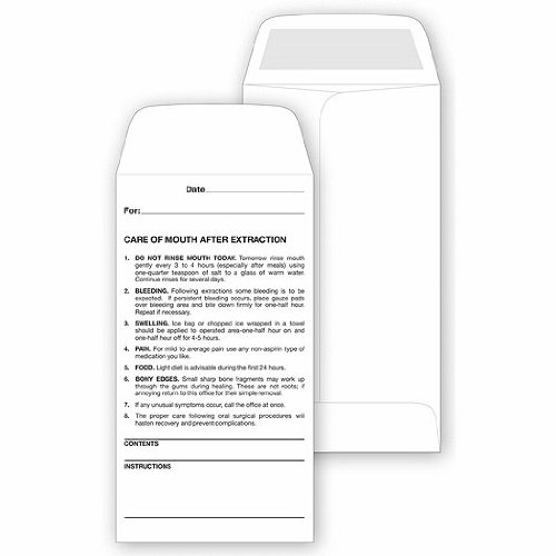 Dental Post Operative Instructions Envelope (500)