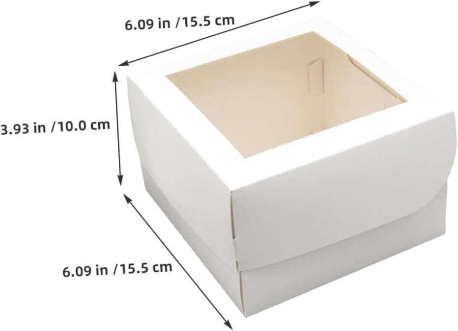 MAGICLULU Small Cake Packaging Boxes 4-inch with Window, Food-grade 350g White Cardboard, Includes Paper Trays, 25pcs Bakery Dessert Boxes for Cupcakes, Macarons, and Treats Storage