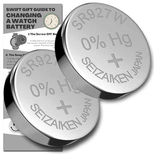 SR927W Watch Batteries - 2 x Seizaiken 399 Equivalent Cell Button Watch Battery Replacement Kit for Watches with Fitting Guide AG7