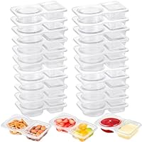 AOJOYS Reusable Snack Containers with Lids, 25 Set Plastic Snack Pack Containers, Double Compartment Sauce Container, Condiment Snackle Box for Meal Prep, Office, School, Travel, Camping