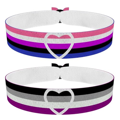2er Set Genderfluid und Asexual Heart Stoffarmbänder - Handgemachte Armbänder - Unisex Schmuck - Verstellbar und wasserfest - LGBTQ Geschenkidee für Freundschaft und Unterstützung