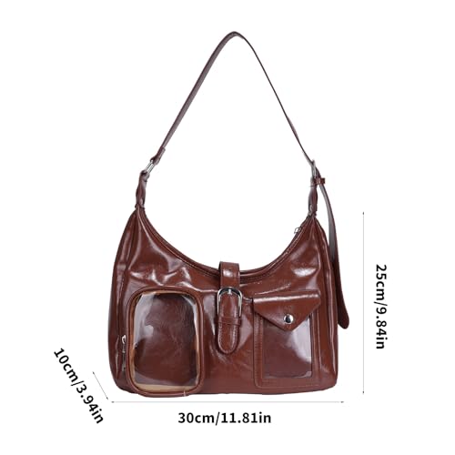 Bolso de mano de moda tipo Itabag con ventana transparente e insertos 5