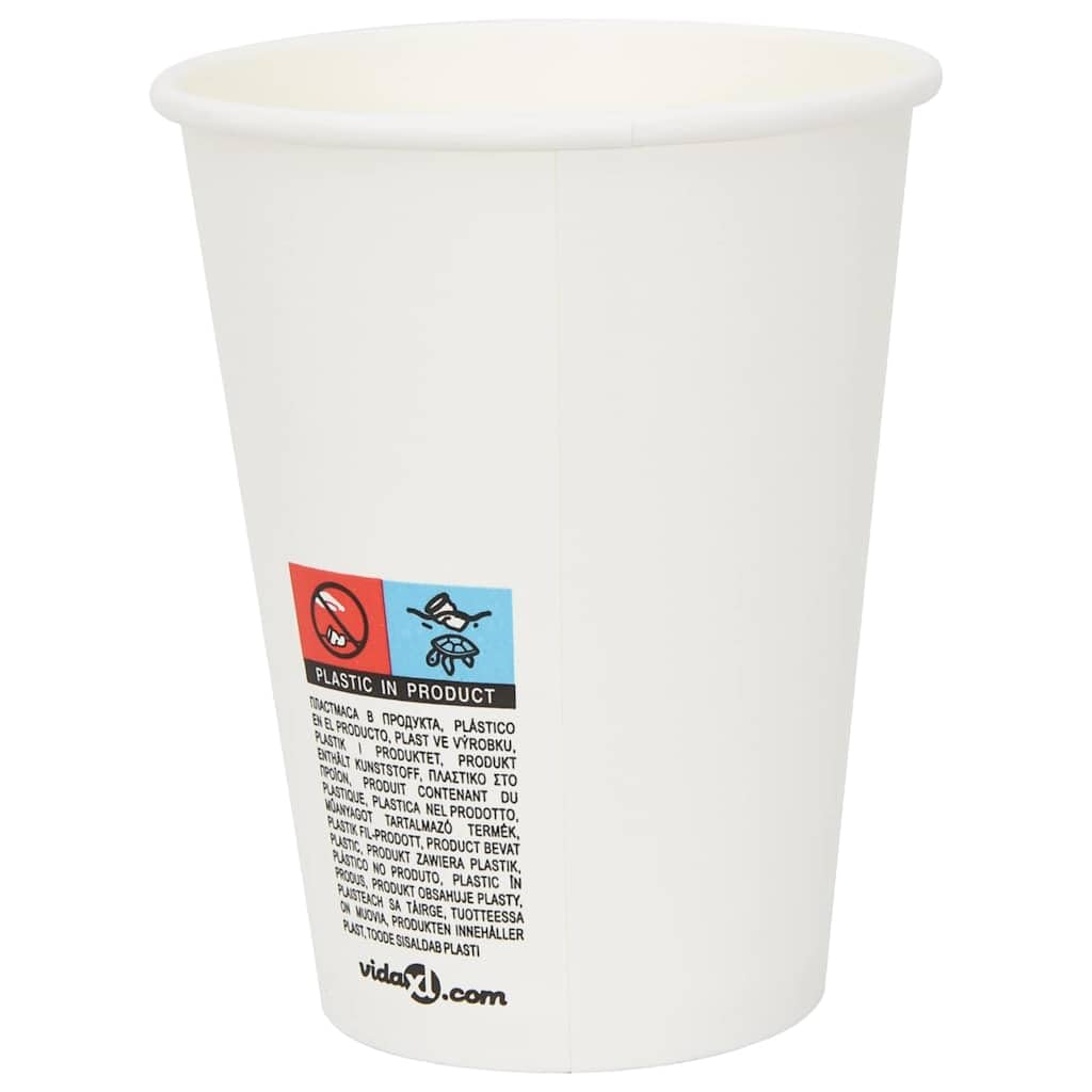 1000 bicchieri di carta con coperchio, 300 ml, a prova di perdite, usa e getta, per viaggi, ufficio e feste, colore bianco