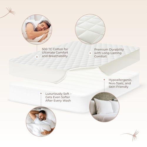 Image of Whisper Organics 100% Cotton Organic Luxury Quilted Mattress Pad Protector
