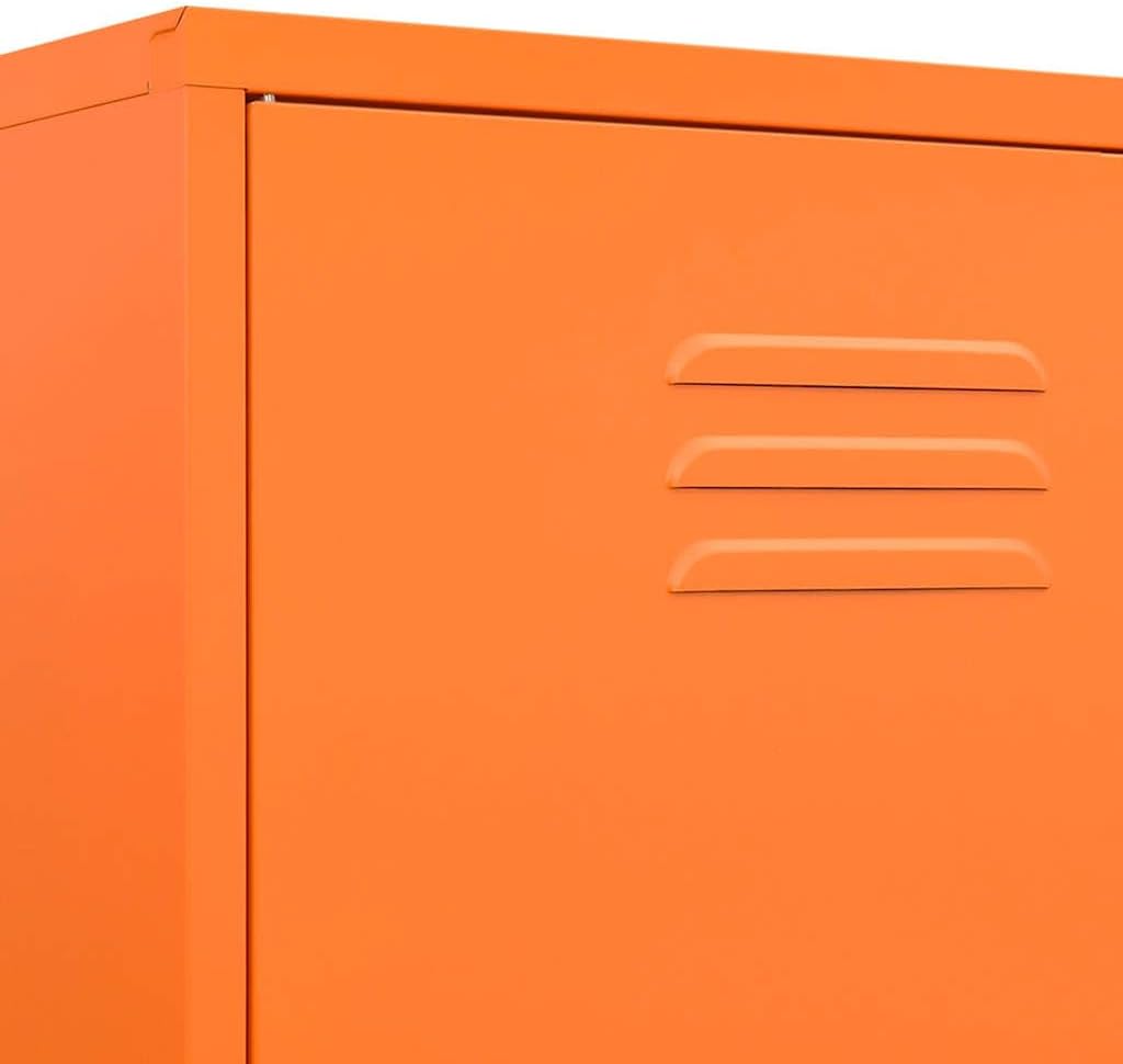 vidaXL Wardrobe, Armoire with Adjustable Shelves, Closet with Hangers for Bedroom, Free Standing Closet Rack, Industrial Style, Orange Steel