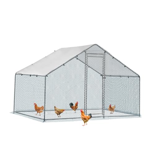 HOBBYZOO Enclos poulailler 2x2x2 m, 4 m²-Parc grillagé, Acier galvanisé, Argent, pinacle