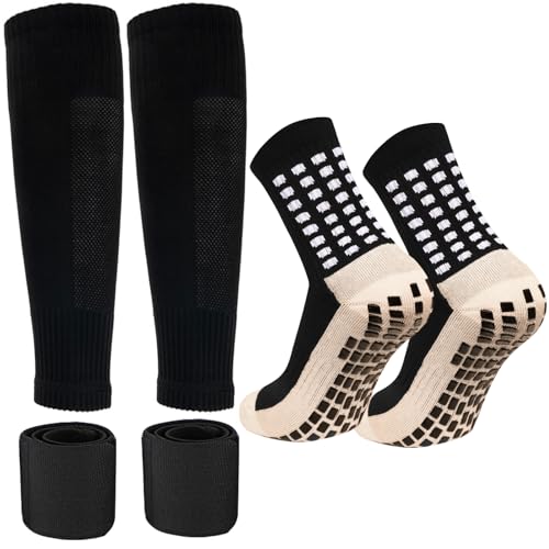 Men's Soccer Non Skid Ball Socks Anti Slip Grip Non Slip Socks, Shin Guard Sleeves, With Or Without Guard Straps for Football