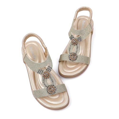 Clearance Women Flat Sandals wide-fit Arch Support Boho Braided Sandals Comfort Walking Beach Ankle Elastic Summer Shoes Black