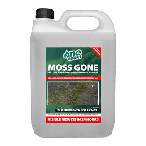One Chem Moss Gone Moss killer 5 Litre, Suitable on Paths, patios and hard surfaces