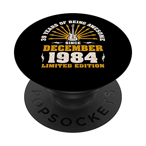 39 cumpleaños vintage guitarrista amantes de la guitarra diciembre de 1984 PopSockets PopGrip Intercambiable