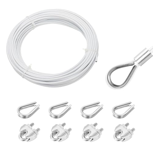 Cuerda de alambre de acero inoxidable 304 con vinilo blanco de 3mm y portabrocas