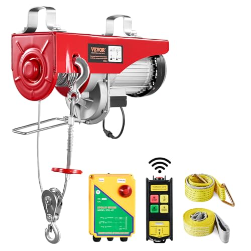 VEVOR 2200lbs Electric Hoist with Wireless Remote Control,110v Electric Hoist with Remote Control, 40ft/20ft Lifting Height & Pure Copper Motor, for Garage Warehouse Factory