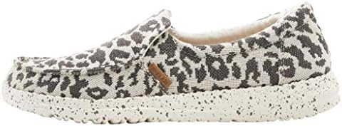 Hey Dude Women's Misty Woven Cheetah Grey Size 8 | Women’s Loafers | Women’s Slip On Shoes | Comfortable & Light-Weight