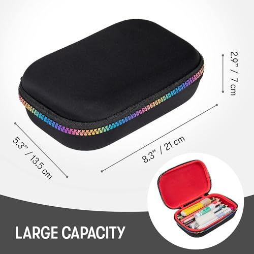 Image of ZIPIT Black & Rainbow Pencil Box for Girls, Cute Pencil Case for School, Large Capacity Stationery Organizer Box