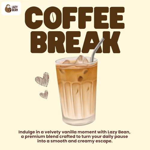 Image of Lazy Bean Vanilla Flavoured - Premium Instant Coffee Powder 50 g | Strong Black Coffee, Rich Aroma, Quick-Dissolving Granules | Ready in Seconds for Hot or Iced Brews at Home, Office, Travel