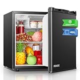 FOHERE Kühlschrank mit Gefrierfach | Kühlschrank Klein mit Obst  und Gemüsefach | 7 Einstellbare Temperaturregelung |Türanschlag wechselbar | Verstellbare Füße | Schwarz (46, Liter)