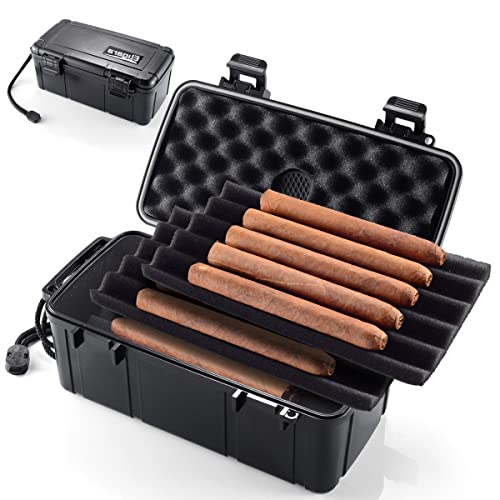 Cave à cigares de voyage avec disque humidificateur – Imperméable, hermétique, résistant à l'écrasement – Peut contenir jusqu'à 15 cigares, boîte...