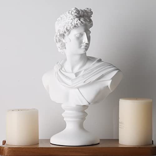 11.8 Inch Greek Statue Of David, Classic Roman Bust Greek Mythology Sculpture For Home Decor,Large Resin Roman Goddess Apollo Sculpture For Home Décor Resin Crafts For Sketch Practice Artist (White) #TOP6