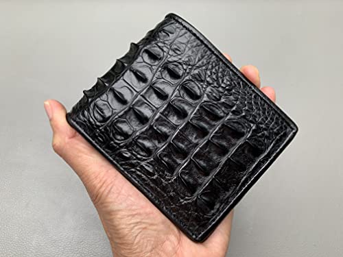 Black and Red Crocodile Leather Skin Men's bifold wallet, Double Side Genuine Alligator3