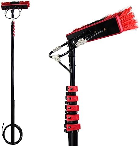 12ft-36ft Telescopic Window Cleaning Pole with Water Fed Brush - Extendable Roof Cleaning Tools for Conservatories and Hard-to-Reach Windows Efficient and Durable