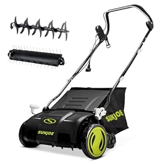 Sun Joe 15 Inch Lawn Dethatcher & Scarifier with Removable 13.2 Gallon Bag, 13 Amp, Black/Green