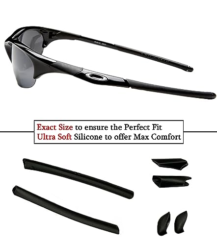 Image of Replacement Rubber Kit Earsocks Nose Pads for Oakley Half Jacket /Half Jacket XLJ Sunglasses Frame, Black Ear Temple Sleeve Set