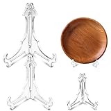 Tweruna 3 Stück Tellerständer, 3 Größen Tellerhalter Acrylrahmenhalter, Klare Plattenständer, Faltbare Bilderständer für Platten, Geschirr, Bücher, Fotos