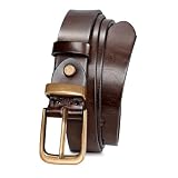 JASGOOD Women Belt Genuine leather Belt with Bronze Buckle,Ladies Full Grain Leather Belt for Jeans Pants,Dark Brown