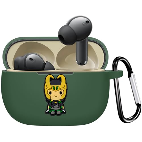 Image of New Silicone Case Compatible with Realme Buds T310 & Realme Buds N1, Soft Silicone 360 Full Protection Dust-Proof Shockproof Case Cover with Hook (Cover Only) (Loki)