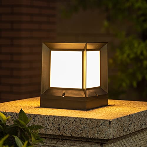 QEGY Klassisch Pfostenlichter Außen Quadratische Gartenleuchte, E27 Pollerleuchte Aussen Sockelleuchte Anthrazit Wegeleuchten Antikem Look Outdoor Retro Gartenlampe Wasserdicht Pfostenleuchte,S Cover