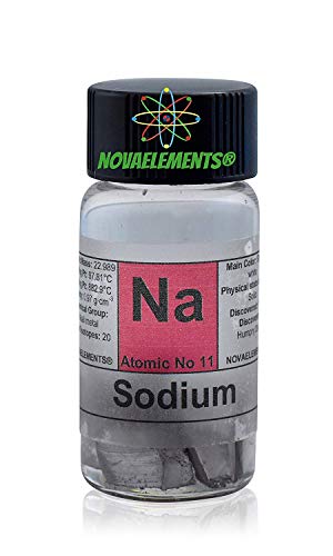 Sodium Metal Element 11 Na, 1 Gram in Mineral Oil in Vial of Glass with Label