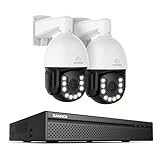 SANNCE 4K PoE PTZ Überwachungskamera Aussen Set-8MP 8-Kanal NVR 2 PTZ Dome Kamera ohne HDD mit 20X Optischer Zoom, Auto-Tracking, Farb-Nachtsicht, 2-Wege-Audio, Personen-/Fahrzeugerkennung