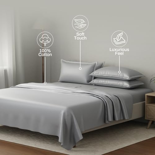 Image of BOUTIQUE LIVING Luxe Loom 100% Cotton 600 TC Mouse Grey (Dark Grey) Dyed King Bedsheet Set