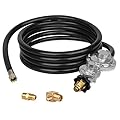 12 FT F273684 Propane Hose with Regulator Compatible with mr Heater F273684 Big Buddy Heaters, Two Stage Propane Regulator with Hose for RV, Gill, Gas Stove,3/8in Female x 3/8in Male Street Elbow