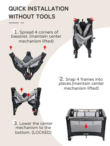 Image of BIUSIKAN Baby Bassinet for Baby (Black, 5-in-1 Baby Bassinet)