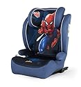 Tataway Marvel Spiderman Autositz mit ISOFIX-Befestigung für Kindersicherheit mit einer Körpergröße von 100 bis 150 cm mit Grafiken des Superhelden Spider-Man auf blauem Hintergrund