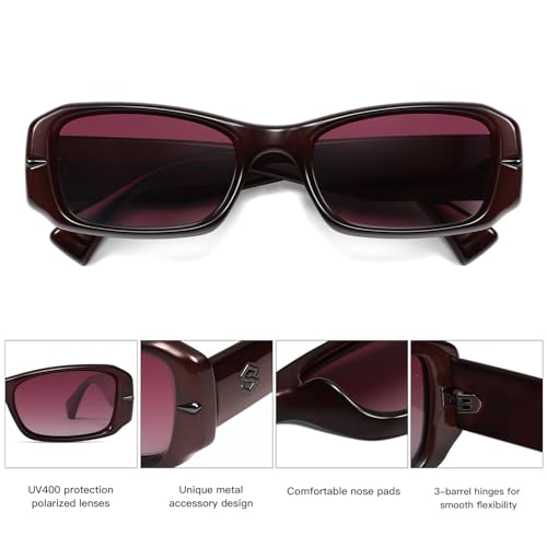 SOJOS Retro Rectangle Polarized Sunglasses Women Men 90s Sunnies UV Protection Womens Mens Sun Glasses SJ23664