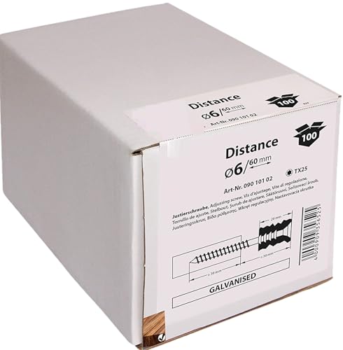 Tox Justierschrauben mit BIT zu jeder Packung - Distanzschrauben zum millimeter genauen einstellen - Abstandsschrauben - Nivellierschrauben für Holz Packungseinheit (6x60mm)