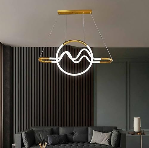 Image of Avior Modern LED Chandelier, Creative 3 Ring Pendant Lamp with Height-Adjustable Pendant Light, Living Room Chandelier, Bedroom, Dining Room Pendant Light (Ch27)