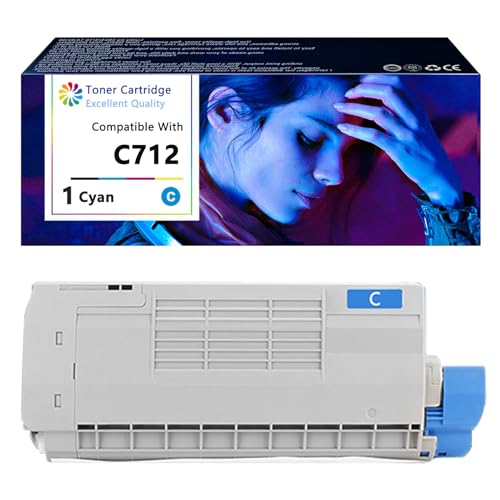 ERNEDA C712 Toner Cartridge Replacement for OKI C712 46507604 46507603 46507602 46507601 Toner cartridges Compatible for OKI C712 C712n C712dn Printers (Cyan) -  ERNEDA00001