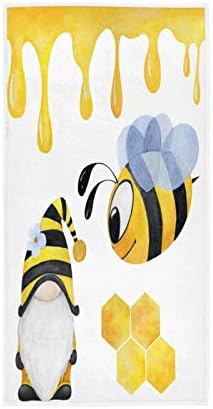 QUGRL Spring Bee Gnome Bathroom Hand Towel Summer Garden Kitchen Dish Fingertip Towel Decorative Washcloth Guest Bath Towel for Bathroom Decor Housewarming Gift 16x30 in