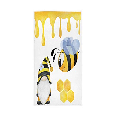 Qugrl Spring Bee Gnome Bathroom Hand Towel Summer Garden Kitchen Dish Fingertip Towel Decorative Washcloth Guest Bath Towel For Bathroom Decor Housewarming Gift 16X30 In #TOP5