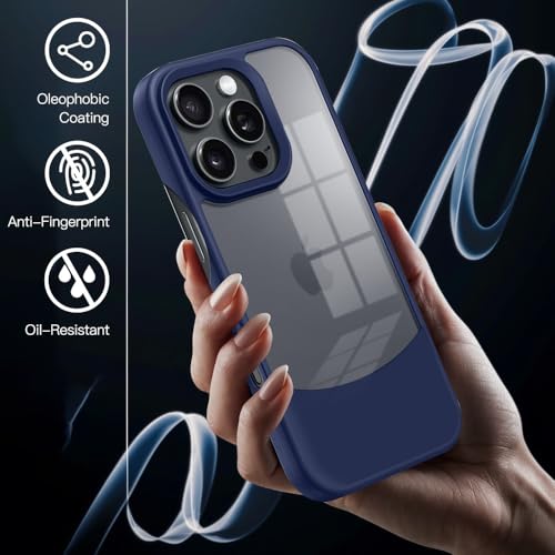 Image of KARWAN️Ultra-Hybrid Shockproof Back Cover Case for iPhone 16 Pro Max | Camera Protection Bump |Shockproof Back Cover Case for iPhone 16 Pro Max (PC & TPU, Smoked Matte Sides) Blue