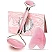 Anti Aging Natural Jade Roller for face and Gua Sha Scraping Massage Tool Set Therapy, 100% Natural Rose Quartz Facial Roller with Double Neck Slimming Massager (Pink Quartz)