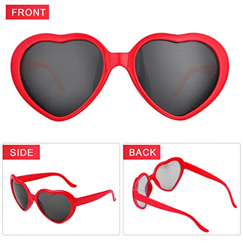 FENICAL Women Interesting Peach Heart Special Effects Eyeglasses for Bar Night Club (Red), 1552cm - Thumbnail 5