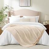 Snuggle Sac Herringbone Throw Blanket for Couch, Reversible Super Soft Warm Blankets Cozy Knit Fuzzy Plush Lightweight Throws for Sofa, Bed, Camping, Beige, 50x60 inches