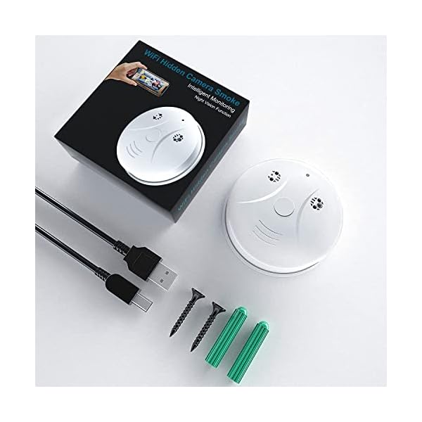 WiFi hidden camera smoke detector with accessories.