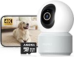Anona Pano 4K UHD Indoor Camera with 64GB SD Card, Security Camera with Phone App, 360° Pan-Tilt, 2.4G/5G Wi-Fi 6, Auto-Tracking, Person/Pet/Baby Crying Detection, Privacy Mode, Two-Way Audio