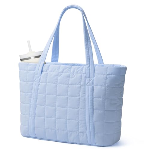 Image of Narwey Puffer Tote Bag for Women Girl, Puffy Travel Gym Shoulder Handbag