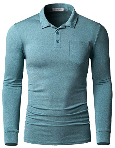Derminpro Men’s Golf Polo Shirts Long Sleeve Quick Dry Performance T-Shirts with Pocket